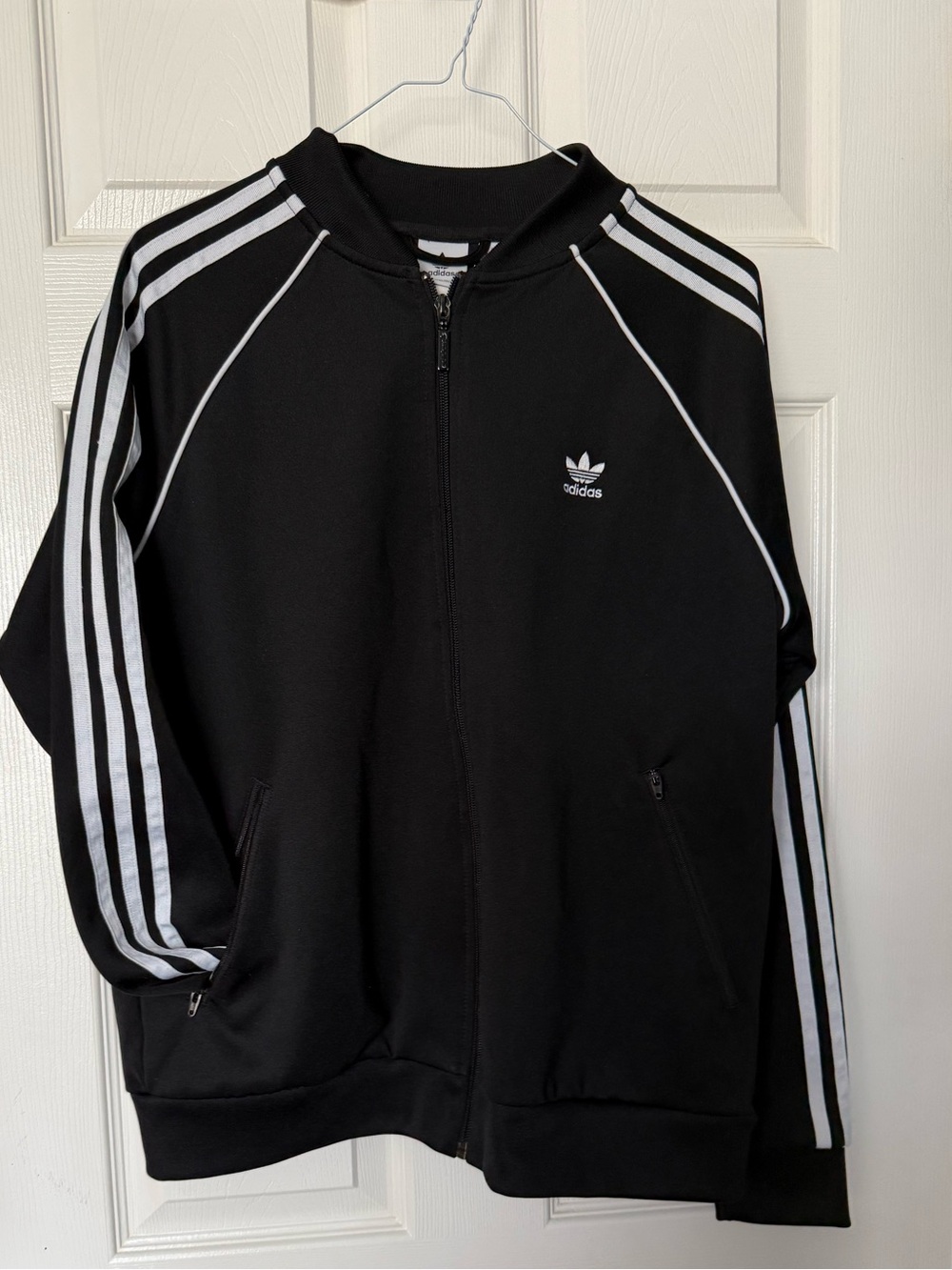 adidas Black Jacket with White Stripes